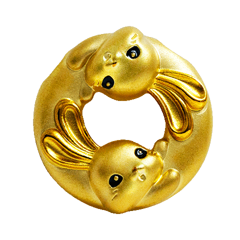獨家24K純金雙兔成圓金墜
